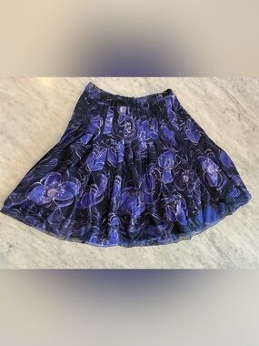 Purple Floral A-Line Skirt - Women